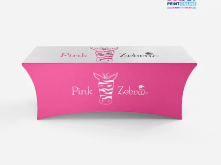 White & Pink Zebra Table Cover