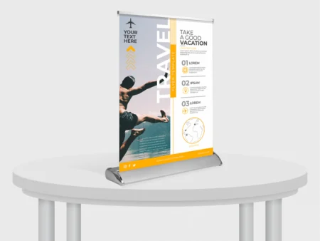 Table top banner hardware