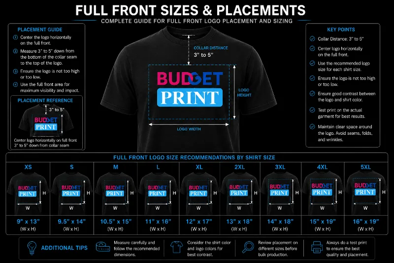 Full Front T-Shirt Print Placement Guide