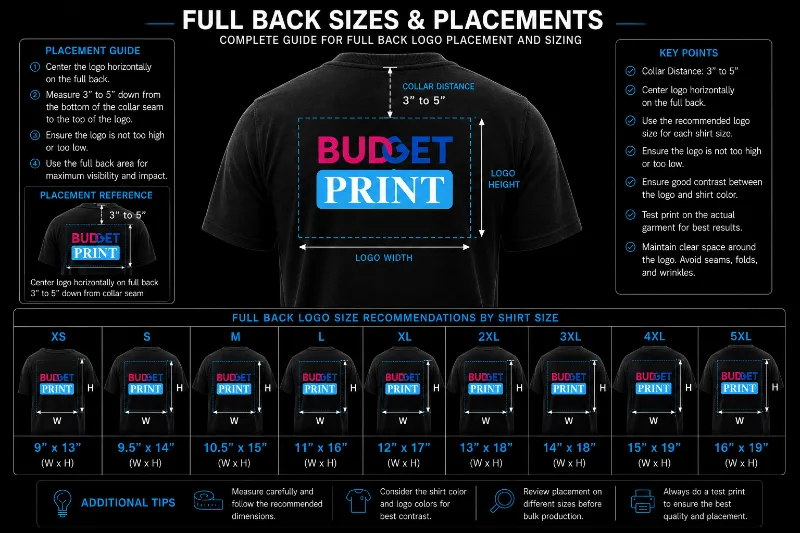 Full Back T-Shirt Print Placement Guide